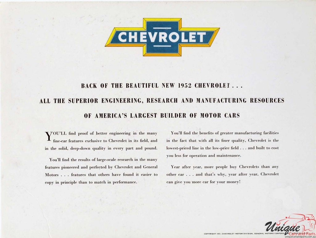 1952 Chevrolet Engineering Features Brochure Page 12
